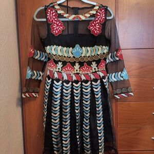 Funky Black and Red Embroidered Dress
